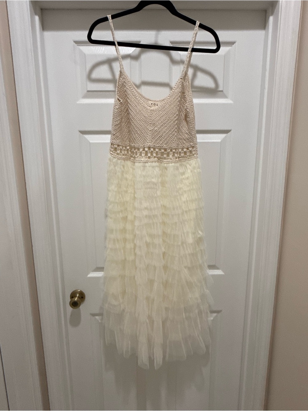 POL Ivory Crochet & Tiered Tulle Midi Dress Boho Fairycore One Size NWOT - Picture 4 of 5
